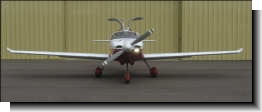 Front view of Glasair with custom wingtips and HID landing/taxi light