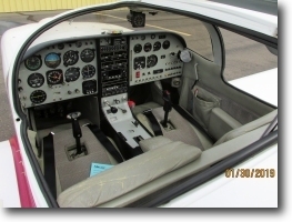 View of Glasair interior from pilot's side, showing full panel